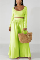 Fluorescent green Fashion Leisure Commute Sexy Loose Two Pieces