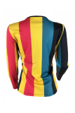 Multi-color Casual Striped Long Sleeve T-shirt