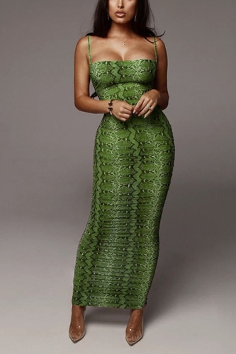 Green Fashion Sexy Tight-Fitting Chest Dress