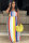 Yellow Sexy Fashion Spaghetti Strap Sleeveless Slip A-Line Floor-Length Striped Patchwork Print