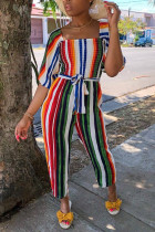 Colorful Fashion Striped Printed Jumpsuit With Wide Legs