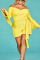 Yellow Fashion Off Shoulder Ruffles Cuff Solid Jumpsuits