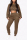 Khaki Casual Two Piece Suits Patchwork Solid Straight Long Sleeve Two-piece Pants Set