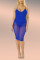 Blue Sexy Fashion Spaghetti Strap Sleeveless Slip Sheath Solid split Club Dresses