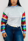 Multicolor Fashion Sequined Long Sleeve Top