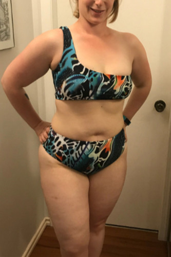 Blue Sexy Fashion Printed Swimsuit Set