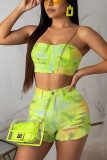 Multi-color Casual Fashion Tie Dye backless crop top Hole Skinny