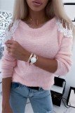 Pink Sexy Fashion Lace Long Sleeve Top