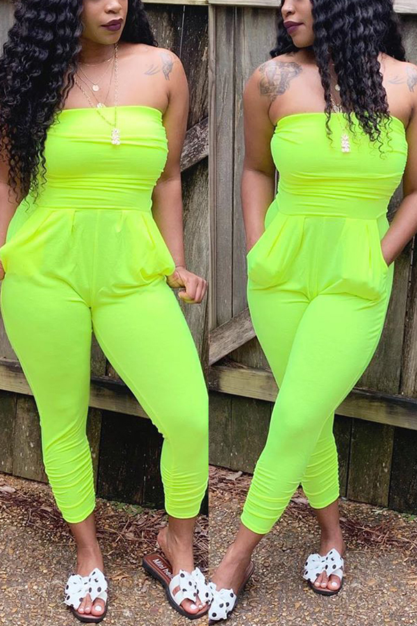 FruitGreen Sexy Wrapped Chest Jumpsuit