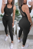 Black Fashion Casual Vest Trousers Sports Set