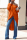 Orange adult Casual Fashion Cap Sleeve Long Sleeves O neck Asymmetrical Mid-Calf asymmetrical hol