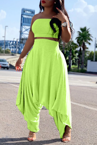 BrightYellow Sexy Trendy Solid Loose Two Pieces