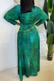 Green Sexy Elegant Print Printing V Neck Printed Dress Dresses
