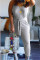 Light Gray Sexy Fashion Solid Patchwork Sleeveless Slip Jumpsuits