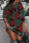 Army Green Casual Daily Print Patchwork O Neck Long Sleeve Dresses