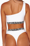 White Sexy Single Shoulder Swimsuit Set