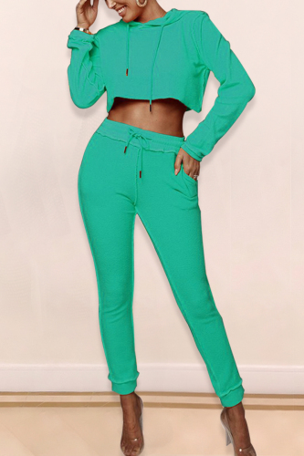 Light Green Fashion Leisure Autumn Sports Two Sets
