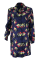 Blue Spandex OL Shirt sleeves Long Sleeves Square A-Line Knee-Length Print 