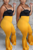 Yellow Sexy Slim High Waisted Flared Pants (Only Pants)