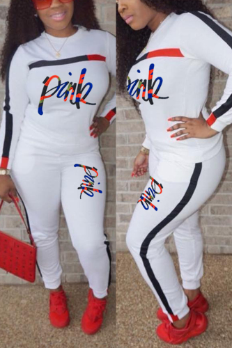 White Fashion Stitching Embroidery Two-Piece Set