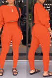 Orange Fashion Casual Solid Two Pieces