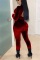 Red Sexy Patchwork Solid Long Sleeve O Neck Jumpsuits
