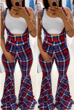 Multicolor Fashion Casual Loose Checked Print Jumpsuits