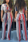 Red Sexy Fashion Bandage Two Piece Suits asymmetrical Striped crop top Skinny Short Sleeve Tw