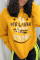 Black Casual Daily Print Letter O Neck Tops