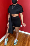 Black Fashion Sexy Short Sleeve Top Shorts Set