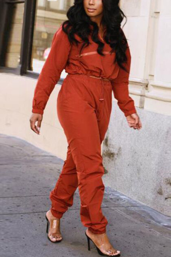 Orange Fashion Casual Loose Solid Tracksuit
