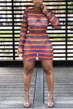 Multicolor Sexy Mesh Perspective Printing Dress