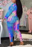 Pink Sexy Two Piece Suits Print pencil Long Sleeve 