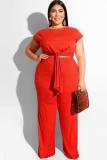 tangerine Sexy Fashion adult O Neck Solid Bandage Two Piece Suits