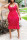 Red Sexy Fashion Spaghetti Strap Sleeveless Slip Step Skirt Knee-Length Print ruffle Patchwork