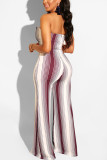 Wine Red Sexy Sleeveless Strapless Jumpsuit（Without Belt）