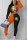 Orange Celebrities Two Piece Suits Print Straight Long Sleeve Two-piece Pants Set