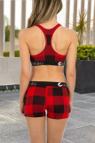 PlaidPrint Fashion Sexy Swimsuit Two Piece Set