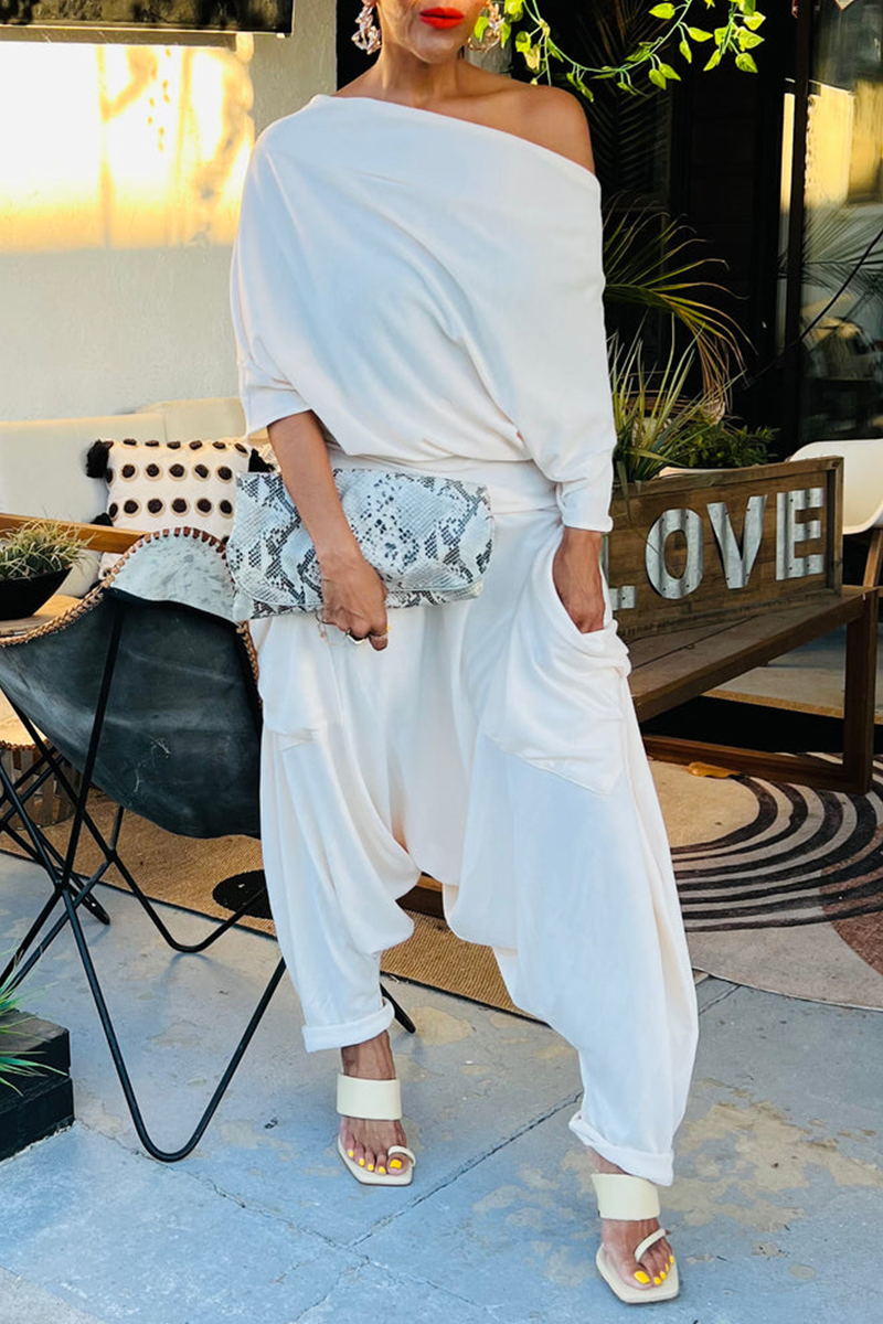 Sexy Elegant Printing Asymmetrical Collar Regular Jumpsuits