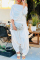 White Sexy Street Solid Pocket Asymmetrical Oblique Collar Harlan Jumpsuits