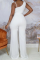 Light Coffee Casual Solid Patchwork V Neck Boot Cut Jumpsuits