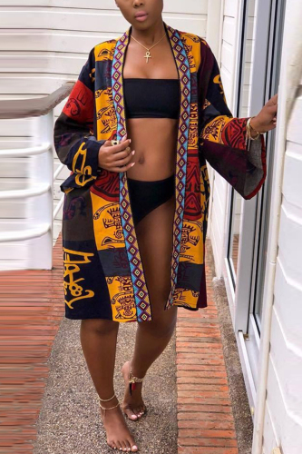 Multi-color cardigan Print Print Long Sleeve 