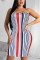 Multi-color adult Sexy Fashion Spaghetti Strap Sleeveless Slip Step Skirt Mini Patchwork Colouring Pri