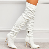 White Casual Daily Party Patchwork Solid Color Pointed Shoes