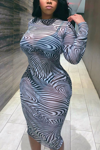 Black and white Sexy Fashion Cap Sleeve Long Sleeves O neck Sheath Knee-Length asymmetrical perspective C