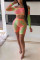 Multi-color Sexy Fashion HOLLOWED OUT Two Piece Suits asymmetrical Tie Dye crop top Long Sleeve Two-P