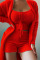 Camel Sexy Solid Patchwork Spaghetti Strap Long Sleeve Three Pieces