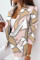 Black White Fashion Casual Print Patchwork Slit Turn-back Collar Outerwear