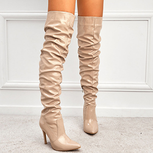 Apricot Casual Daily Party Patchwork Solid Color Pointed Shoes