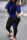 Blue Black Casual Print Patchwork O Neck Long Sleeve Two Pieces